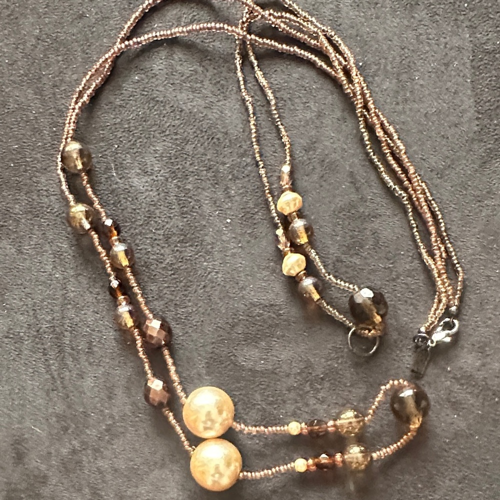 Beaded Brown Multi-Strand Necklace - Rachel